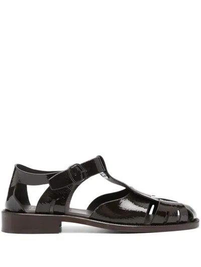 Hereu Cut-out Detail Leather Sandals In Brown