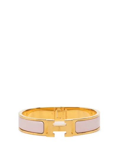 Pre-owned Hermes 2000-2026 Narrow Enamel Clic H Bracelet Pm Costume Bracelet In Pink
