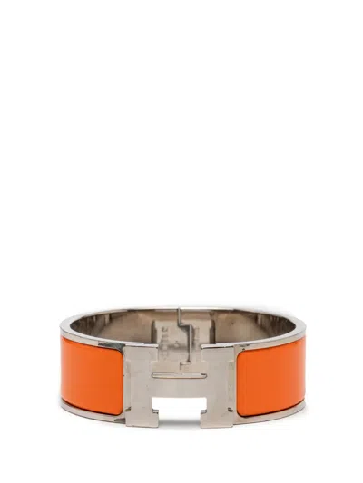 Pre-owned Hermes 2000-2026 Wide Enamel Clic Clac H Bracelet Pm Costume Bracelet In Red