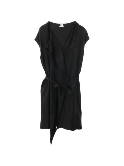 Pre-owned Hermes 2000s Lavallière V-neck Mini Dress In Black