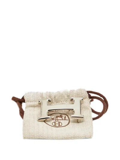 Pre-owned Hermes 2015 H Logo Belt Buckle In Silver