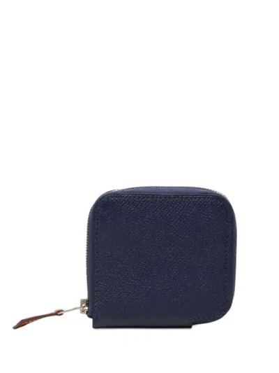 Pre-owned Hermes 2017 Epsom Silk In Purse Coin Pouch In Blue
