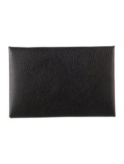 Pre-owned Hermes 2018 Calvi Cardholder In Black