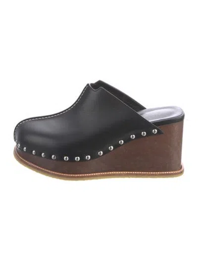 Pre-owned Hermes 2021 Earth Mules In Black