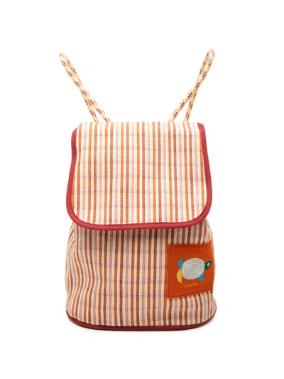Pre-owned Hermes 2021-2026 Canvas Animaux Nattes Backpack In Orange