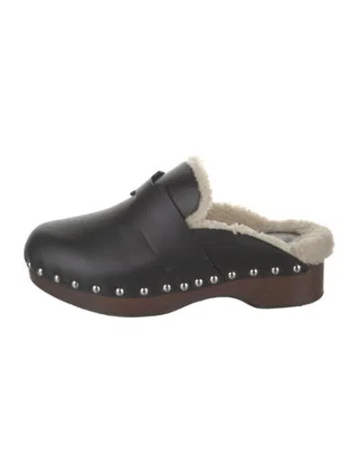 Pre-owned Hermes 2022 Calya Mules In Black
