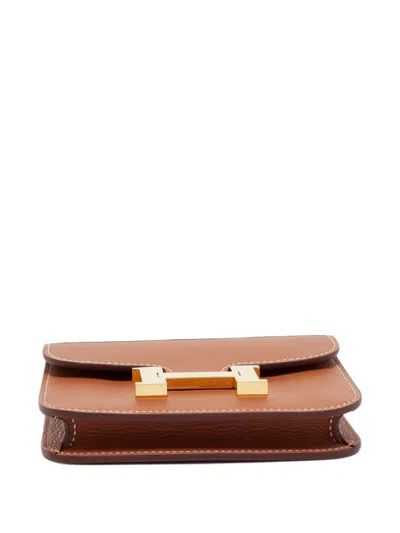 Pre-owned Hermes 2023 Constance Leather Wallet In Brown