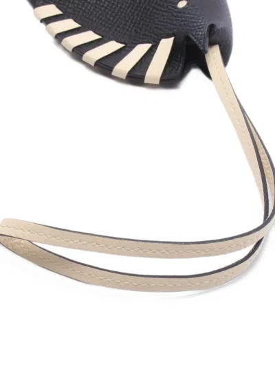 Pre-owned Hermes 2025 Cheval Tresse Kure Bag Charm In Black