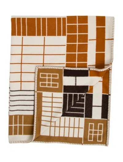 Pre-owned Hermes Atelier D'artiste Throw Blanket W/ Tags In Neutrals