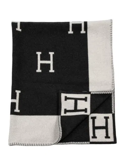 Pre-owned Hermes Avalon Throw Blanket In Grey/neutrals