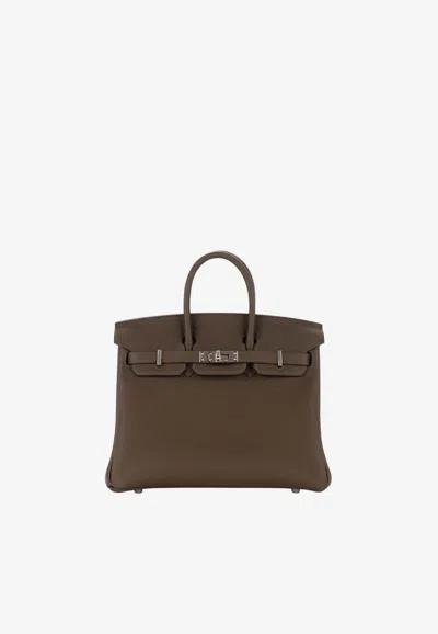 Hermes Birkin 25 In Vert Loden Togo With Palladium Hardware
