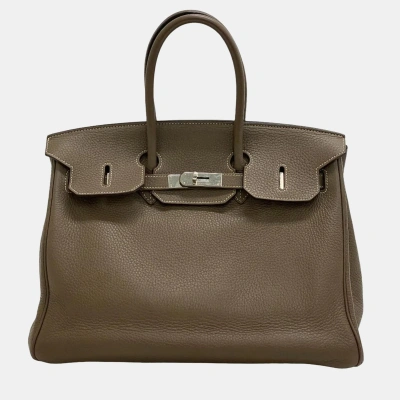 Pre-owned Hermes Birkin 35 Etoupe Handbag Gray Ladies In Grey