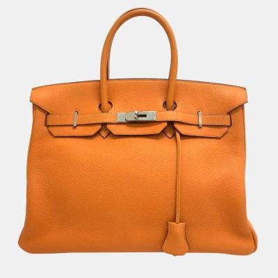 Pre-owned Hermes Birkin 35 H Stamp Handbag Orange Ladies