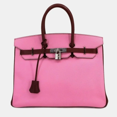 Pre-owned Hermes Birkin 35 Personal Spo Hand Bag Epson Uno Pink Rouge Ash □o Stamp Silver Hardware