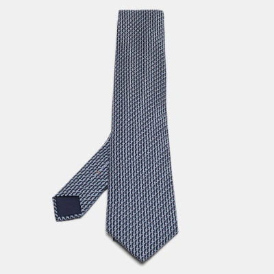 Pre-owned Hermes Blue Skis Print Silk Tie