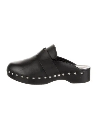 Pre-owned Hermes Calya H Logo Mules In Black