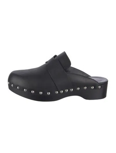 Pre-owned Hermes Calya Leather Mules In Black