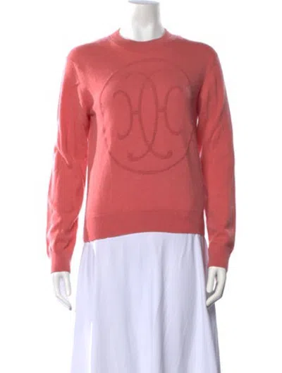 Pre-owned Hermes Cashmere Graphic Print Sweater In Pink