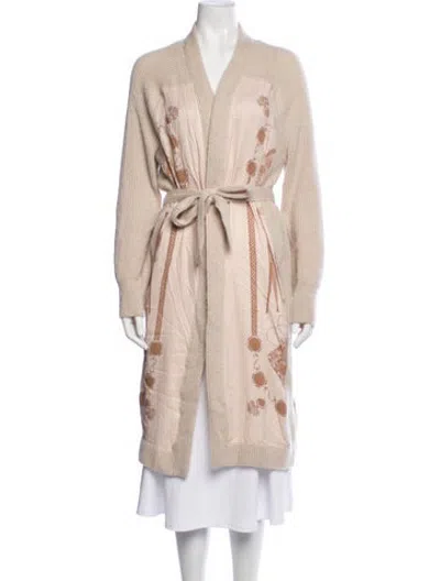 Pre-owned Hermes Cashmere Printed Jacket In Metallic/neutrals