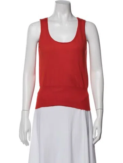 Pre-owned Hermes Cashmere Scoop Neck Top In Red