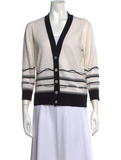 Pre-owned Hermes Cashmere Striped Sweater In Black/white