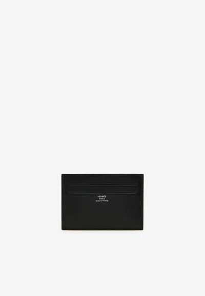 Hermes Citizen Twill Cardholder In Black Epsom Leather