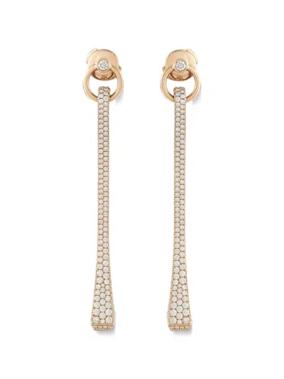 Pre-owned Hermes Clou De Forge Diamond Drop Earrings In Pink