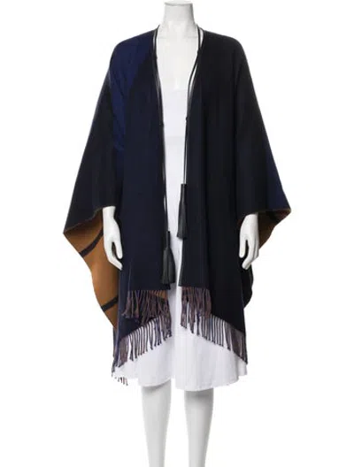 Pre-owned Hermes Colorblock Pattern Open Front Sweater In Blue