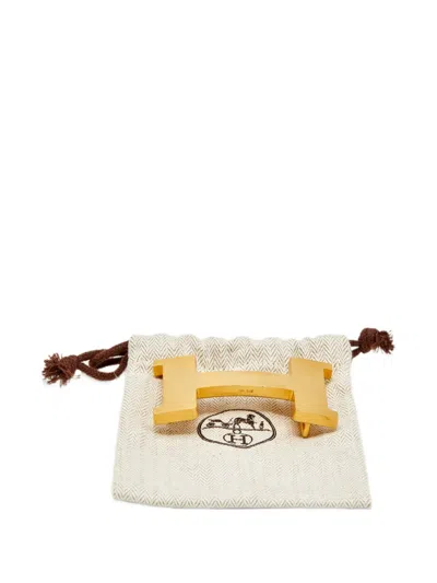 Pre-owned Hermes Constance Brushed Belt Buckle In Gold