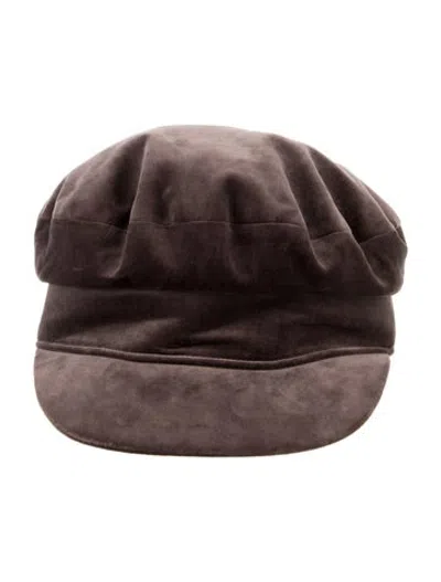 Pre-owned Hermes Cotton Velvet Newsboy Cap In Purple