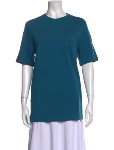 Pre-owned Hermes Crew Neck Short Sleeve T-shirt In Blue