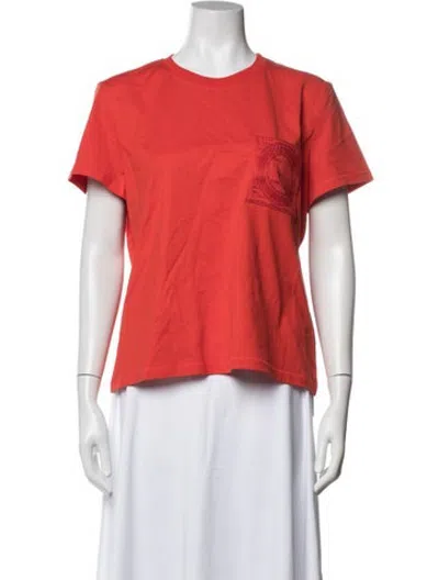 Pre-owned Hermes Crew Neck Short Sleeve T-shirt In Orange
