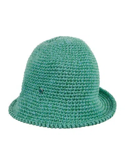 Pre-owned Hermes Crochet Gigi Bucket Hat In Blue