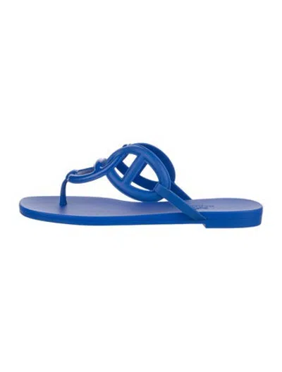 Pre-owned Hermes Egerie Chaîne D'ancre Insignia Flip Flops W/ Tags In Blue