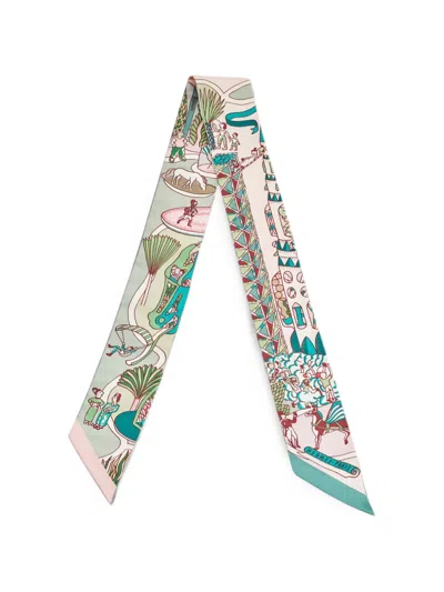Pre-owned Hermes Exposition Universelle Twilly Scarf In Green