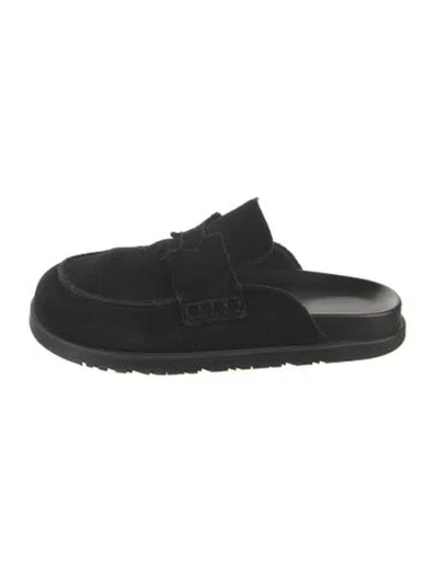 Pre-owned Hermes Go Suede Mules In Black
