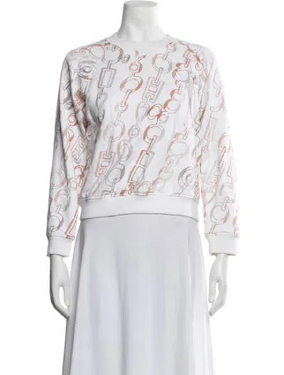 Pre-owned Hermes Graphic Print Crew Neck Sweatshirt In Neutrals/white