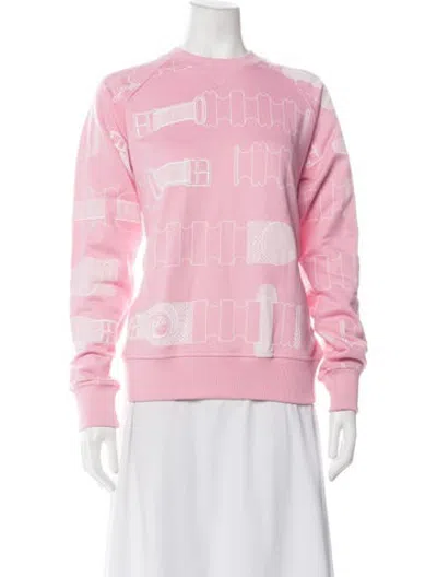 Pre-owned Hermes Graphic Print Crew Neck Sweatshirt W/ Tags In Pink