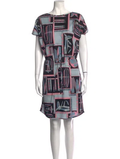 Pre-owned Hermes Graphic Print Midi Length Dress In Multicolor