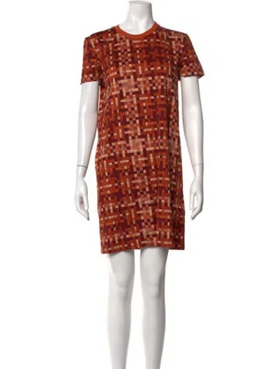 Pre-owned Hermes Graphic Print Mini Dress In Orange