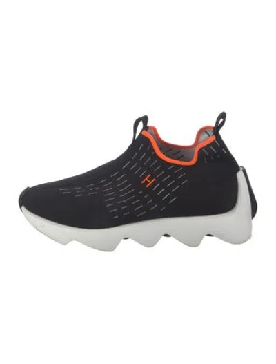 Pre-owned Hermes Graphic Print Sock Sneakers In Black/white