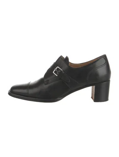Pre-owned Hermes H Logo Leather Pumps In Black