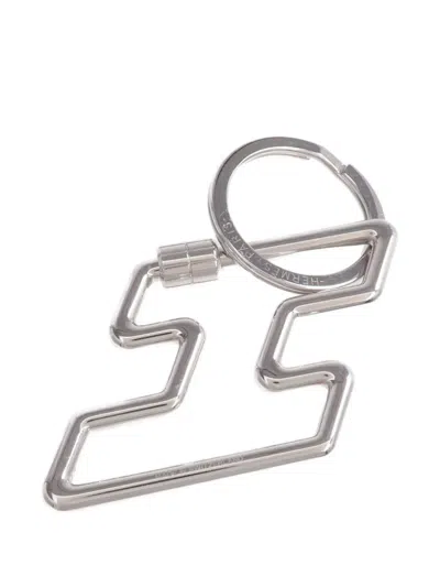 Pre-owned Hermes H Too Speed Key Ring In Silver