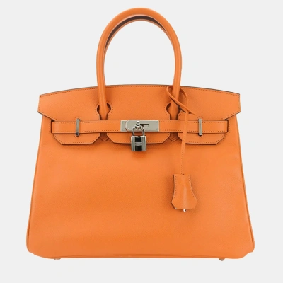 Pre-owned Hermes Handbag Birkin 30 Orange N Stamp Vaux Epson Leather Ladies  Birkin30 Hand Bag