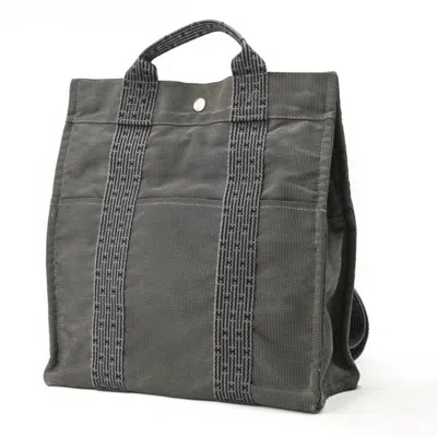 Pre-owned Hermes Her Line Gray Nylon Canvas Backpack ()