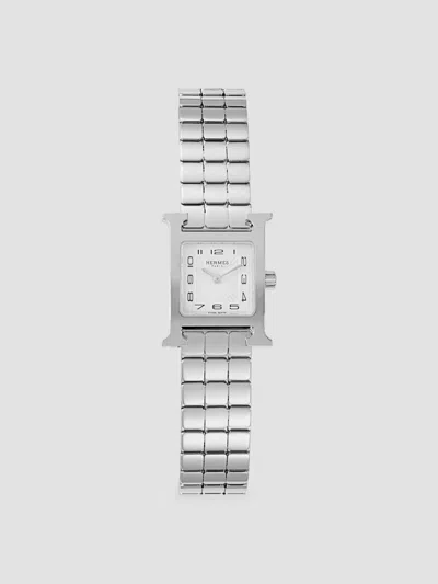 Hermes Heure H 21mm Stainless Steel Bracelet Watch In Sapphire
