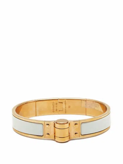Pre-owned Hermes Hinged Enamel Bracelet In Gold
