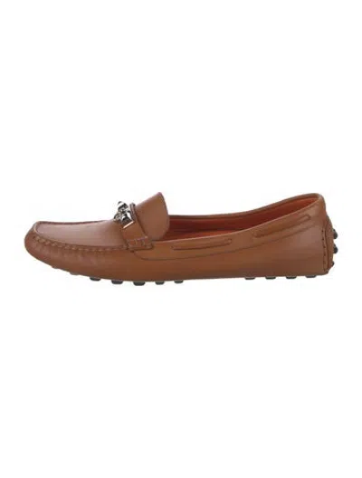 Pre-owned Hermes Irving Leather Loafers In Brown