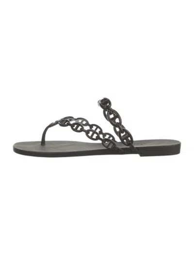 Pre-owned Hermes Island Chaîne D'ancre Insignia Flip Flops In Black