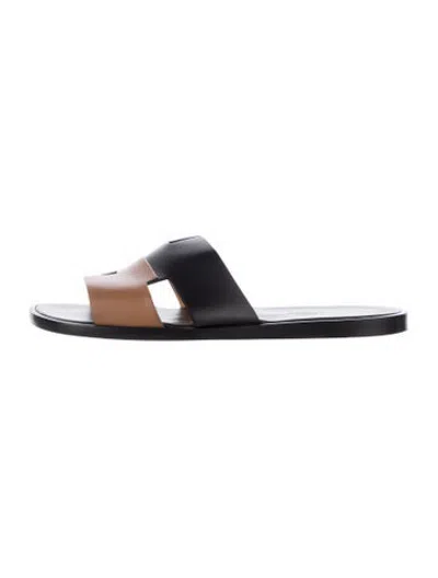 Pre-owned Hermes Izmir H Logo Mules In Black